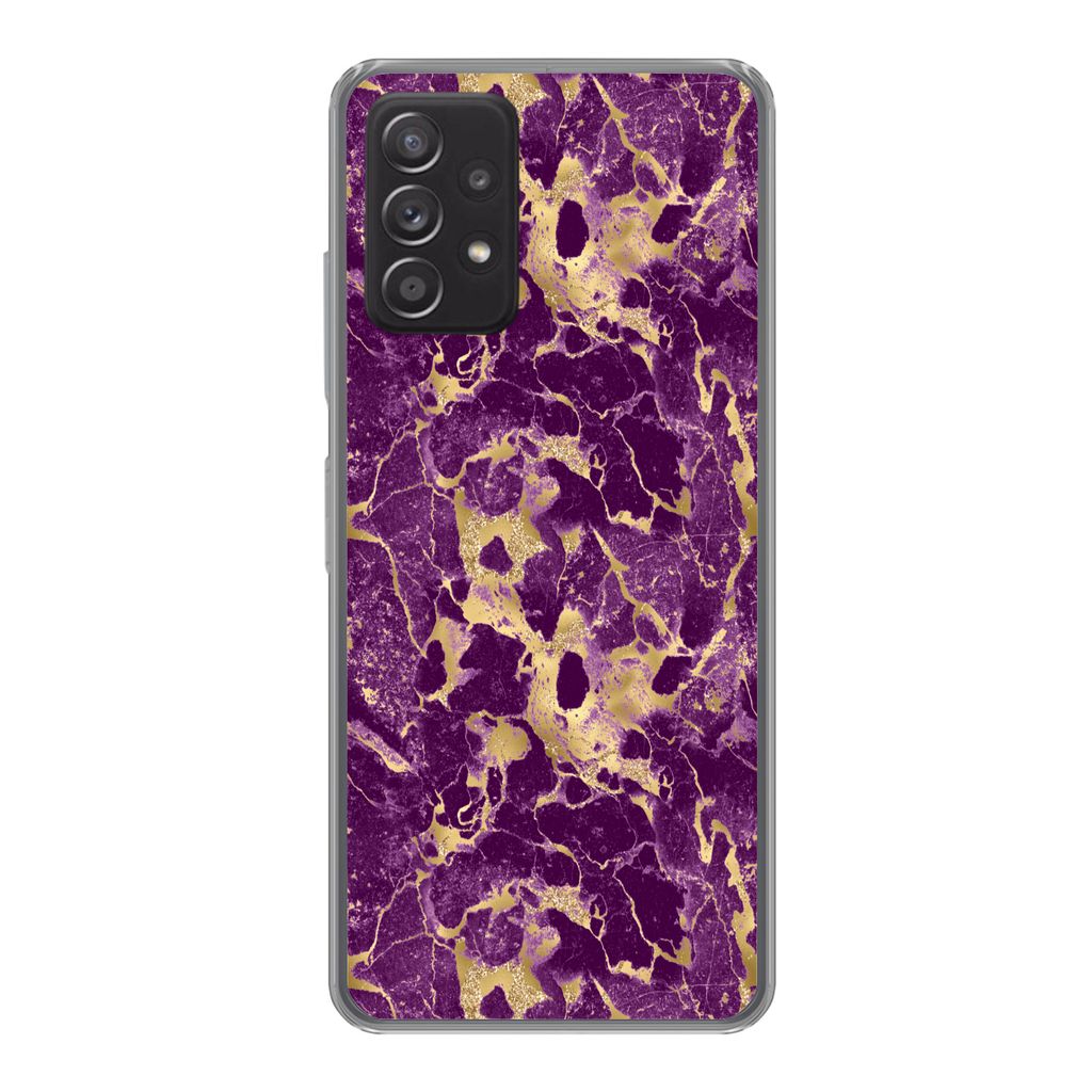 MuchoWow Handyhülle Schutzhülle Hülle für Samsung galaxy a73 Gold - Luxus - Marmor - Muster Silikon Softcase Handy Hülle - Handyhülle