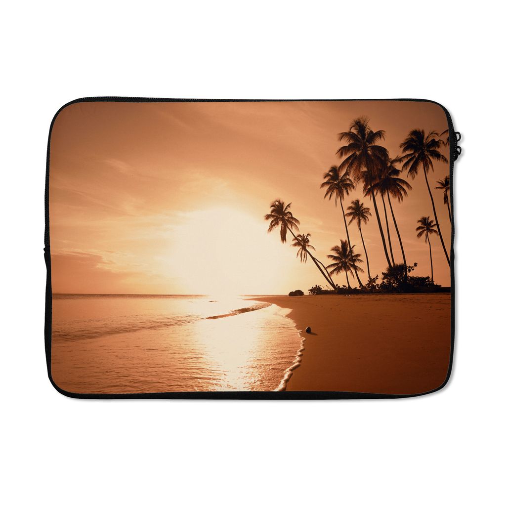 MuchoWow Laptop Hülle 14 ZollSonnenuntergang - Tropisch - Palme - Strand - Meer Laptoptasche - Laptoptasche - Stoßsicher - Schutzhaube