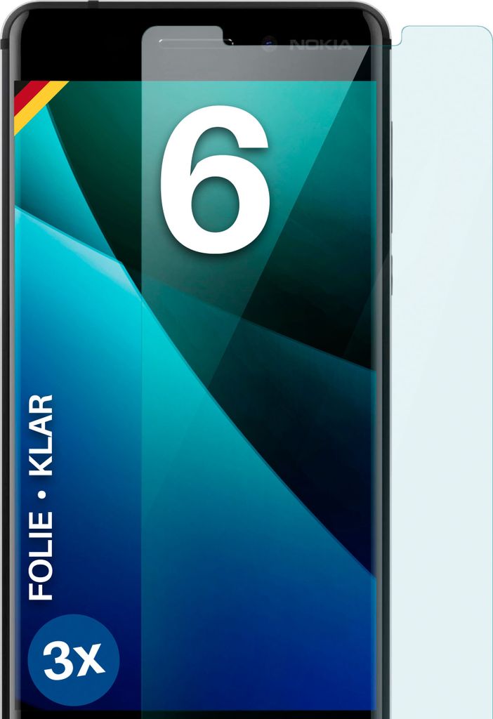 moex 3x Schutzfolie kompatibel mit Nokia 6 - Displayschutzfolie dünn Folie, Klar