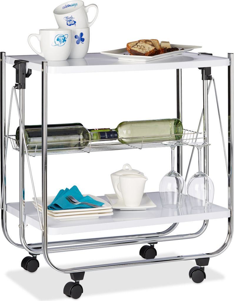 relaxdays Servierwagen weiß 68,0 x 40,5 x 68,5 cm Produktbild 1