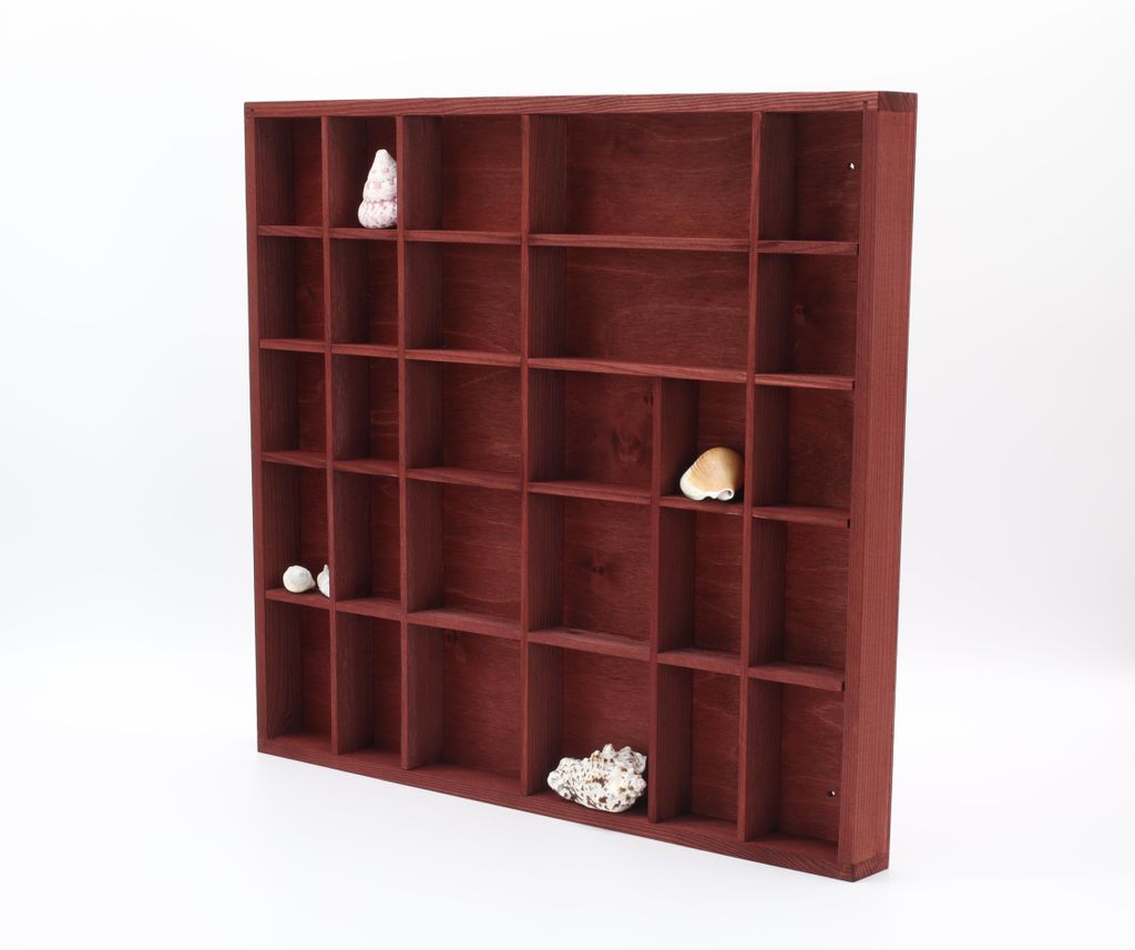Woodweaver | Schmuckregal Holz Bordeaux – 28 Fächer Produktbild 