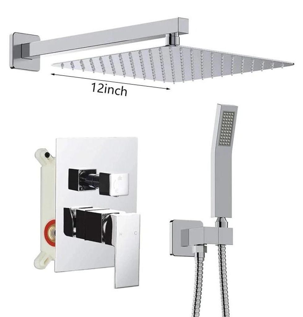 Regendusche Set - Unterputz Duschsystem - 30,5 cm Kopfbrause - Einhebelmischer Warm/Kalt - 304 Edelstahl - Keramikkartusche - Chrom