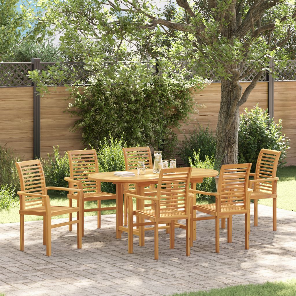 Desgin 7-teiliges Garten Esszimmer Set Massivholz Teak - Gartentische 3383948