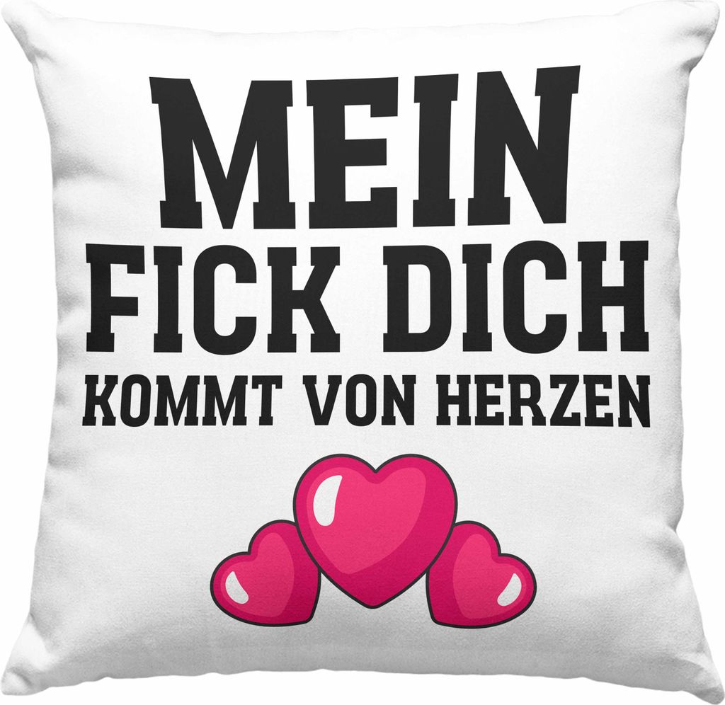 Trendation - Mein F Dich Kommt Von Herzen Lustige Deko-Kissen mit Füllung 40x40 mit Spruch Büro Kollege Kollegin Witzige Deko-Kissen mit Füllung...