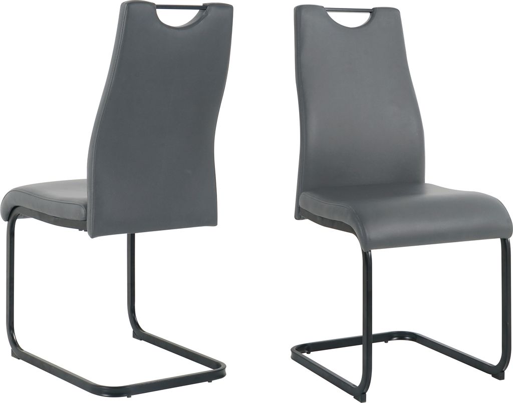 Möbilia Freischwinger-Stuhl 2er Set | Kunstleder | Freischwingergestell | B 42 x T 56 x H 98 cm | grau – schwarz | 21020056 | Serie STUHL