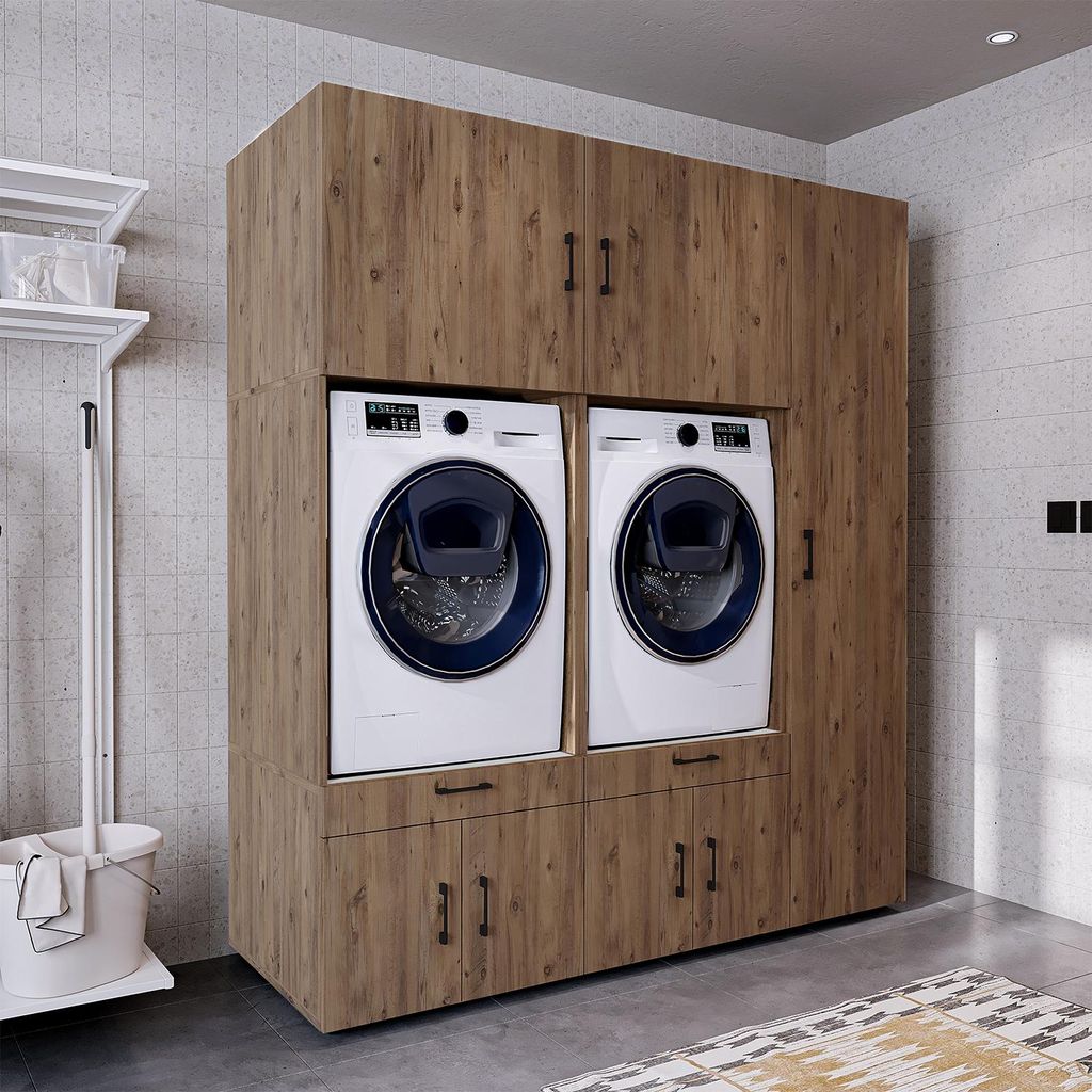 Roomart SERIE 3 Waschmaschinen-Überbauschrank 179 cm breit, Eiche