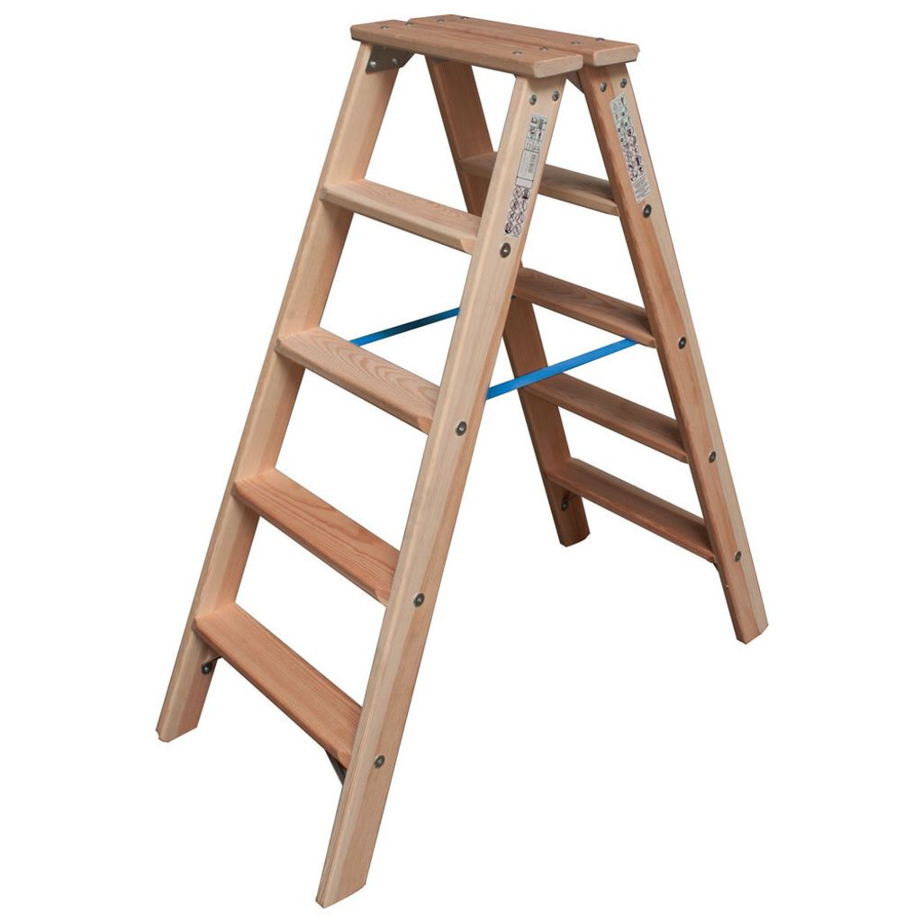 Krause Holz-Stufen-Doppelleiter 2x5 Arbeitshöhe:ca.2,65m 8,0kg 818423