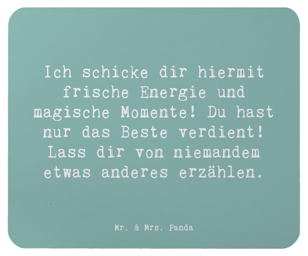 Mr. & Mrs. Panda Mauspad Spruch Freude und Energie - Meeresbrise - Geschenk, das Beste verdient, Lächeln, pc, mousematte, mousepad, positive Botsc...