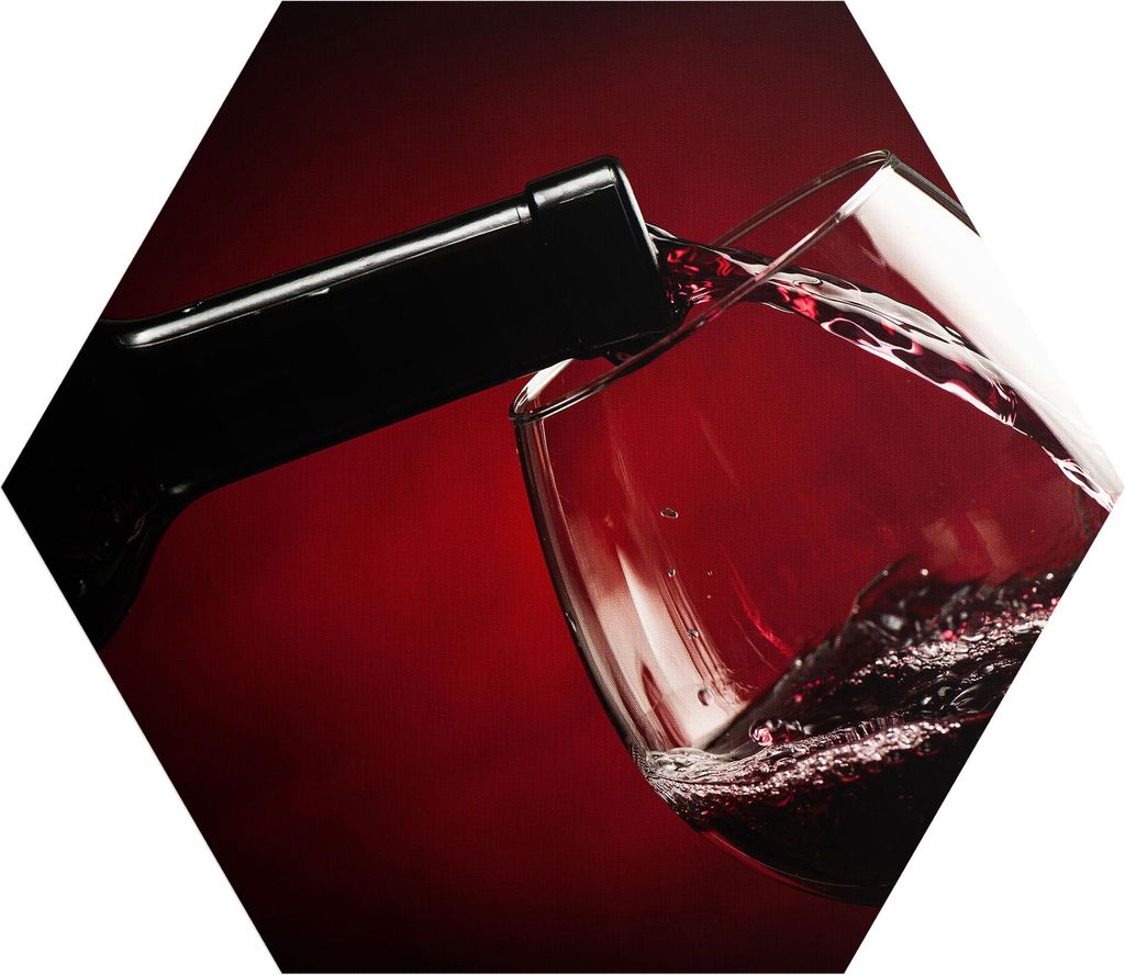 DEQORI Fototapete Sechseck 150x130 cm 'Rotwein wird eingeschenkt' Wand Tapete Sticker