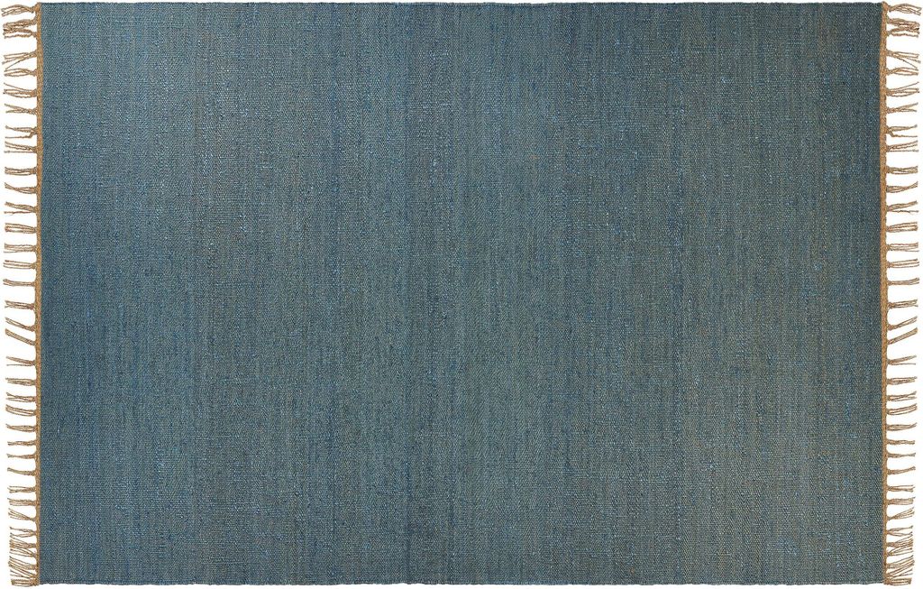 BELIANI Teppich Blau Jute 160 x 230 cm Rechteckig mit Fransen Natürlich Handgewebt Farbverlauf Boho Fußbodenheizug Geeignet Wohnzimmer Esszimmer