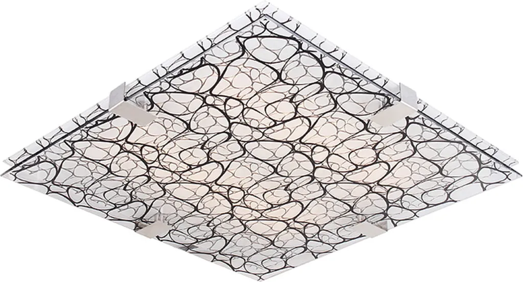 Luminaire de plafond LED design carré FIERA en verre chromé noir