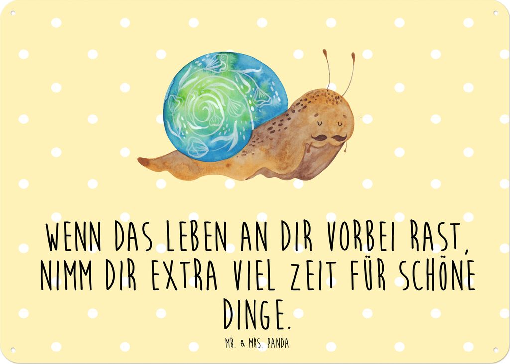 Mr. & Mrs. Panda Wandbild Schnecke Sir DIN A5 - Gelb Pastell - Geschenk, Magnetschild, Motivation, Weisheit, Lustige Sprüche, Zeit nehmen, Schneck...