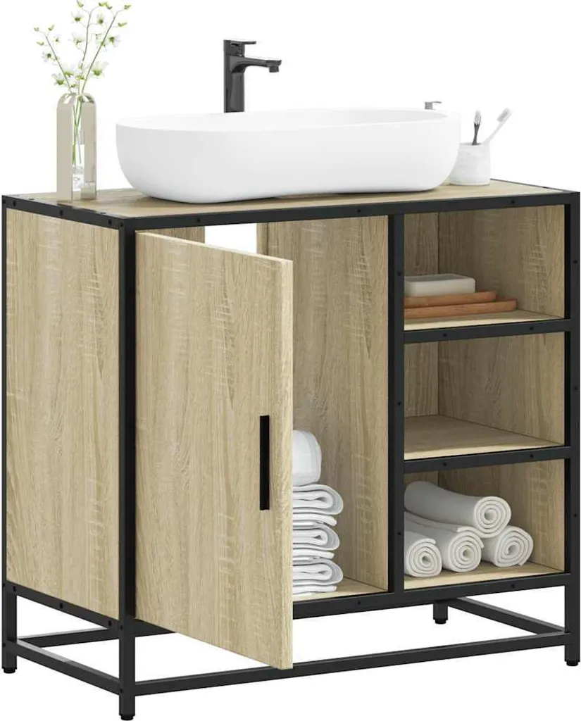 Mobiletto Bagno Rovere Sonoma 65x33x60cm - Atmosfera Calda e Naturale