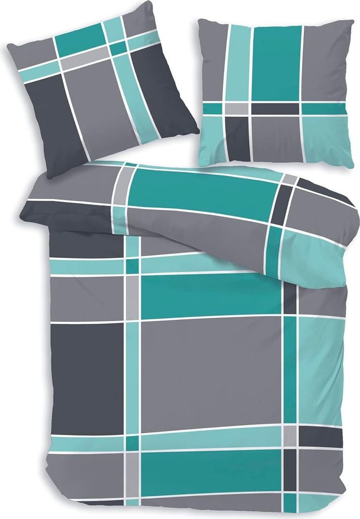 Soma Bettwäsche 135x200 2teilig - Bettwäsche Set im Karo Design - Biber Bettwäsche 2tlg aus 100% Baumwolle - Biber Bettwäsche 135x200 (135 x 20...