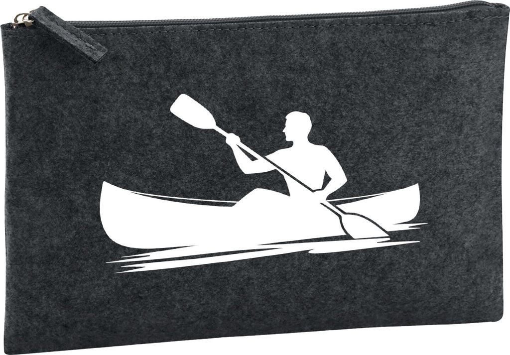 Huuraa Kulturbeutel Canoeing Kajakfahren 1 Liter Charcoal Filz Kosmetiktasche Geschenkidee