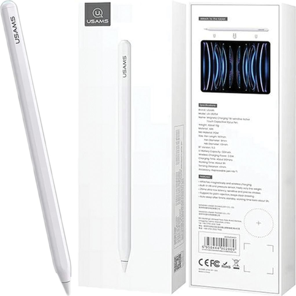 Usams Active Touch Sensitive Pen Magnetischer Eingabestift Weiß/Weiß Zb254Drb01 (Us-Zb254)