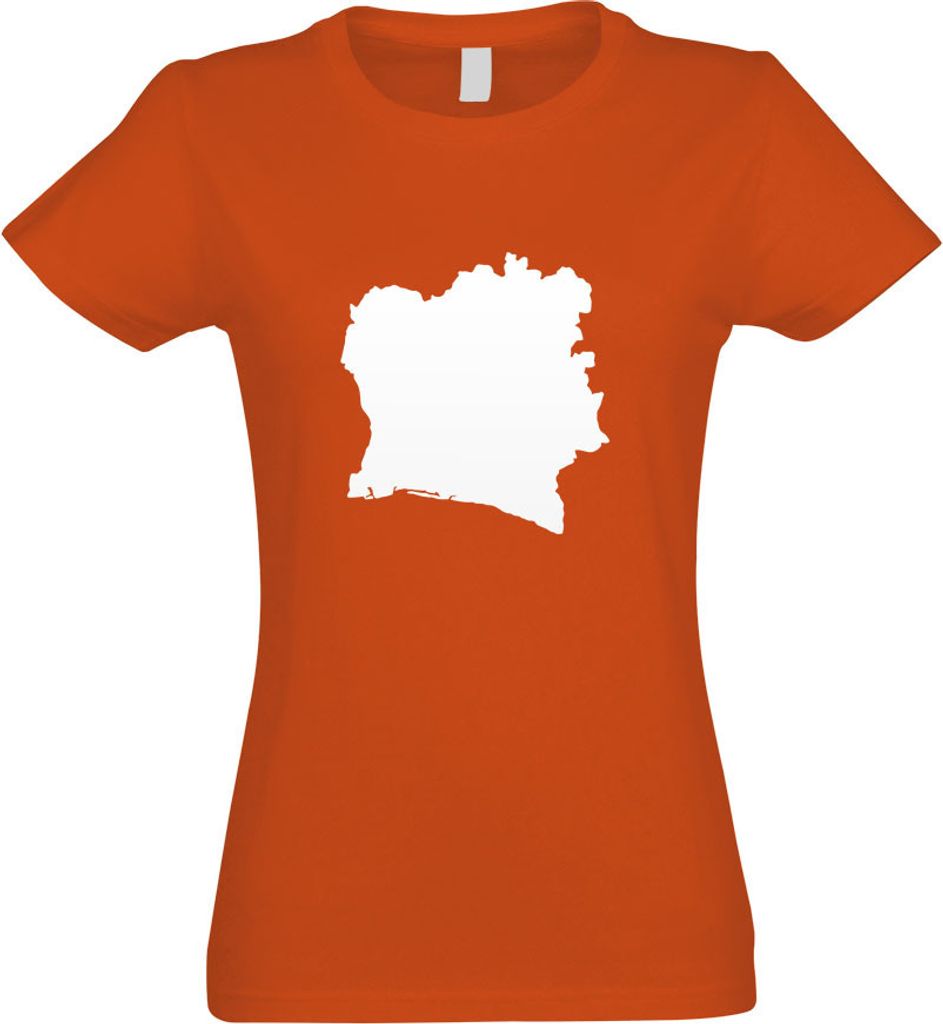 Kiwistar - T-Shirt tailliert - Damen - orange - Elfenbeinküste Umriss Kontur - mit Motiv Bedruckt - Funshirt Design - Sport - Freizeit - Damen - M