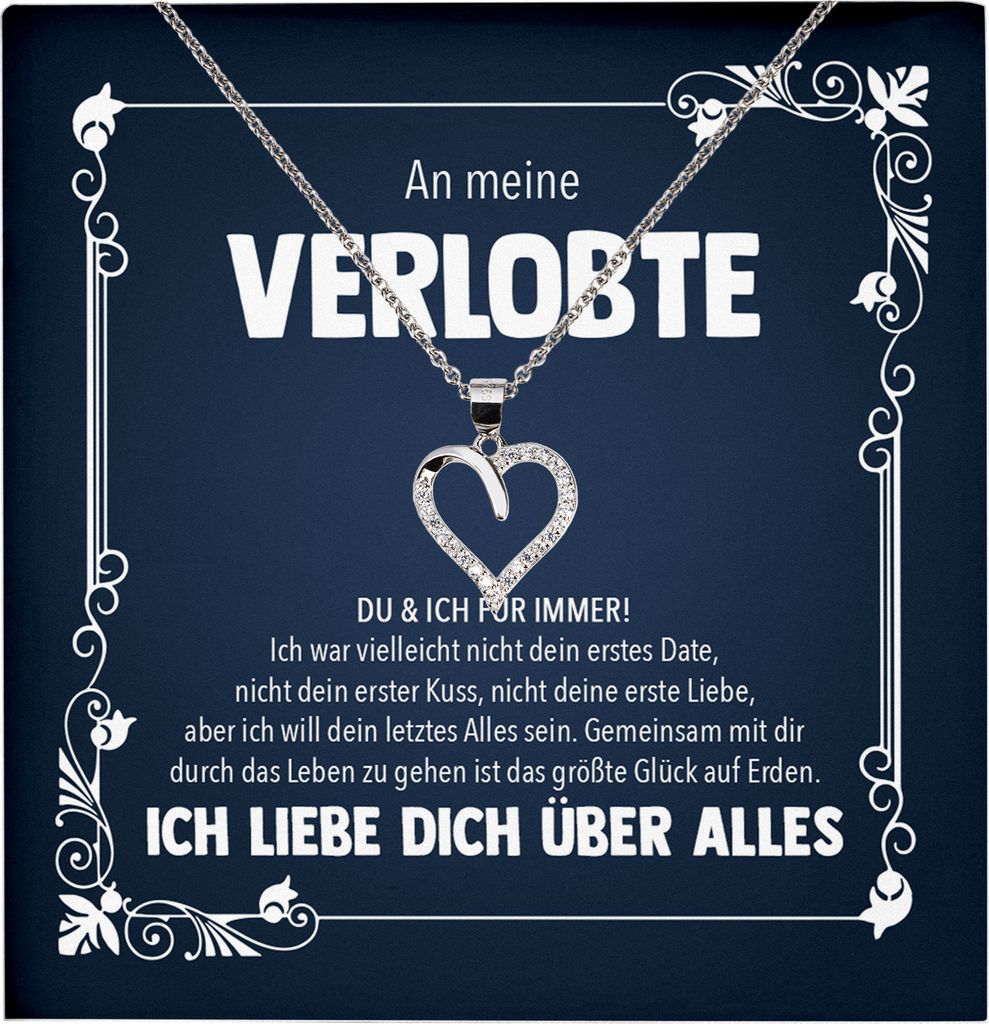 22Feels Echt Silber Halskette - Verlobte Geschenk Frauen Schmuck Set Verlobung Valentinstag Geburtstag Weihnachten - Herz Anhänger, Karte