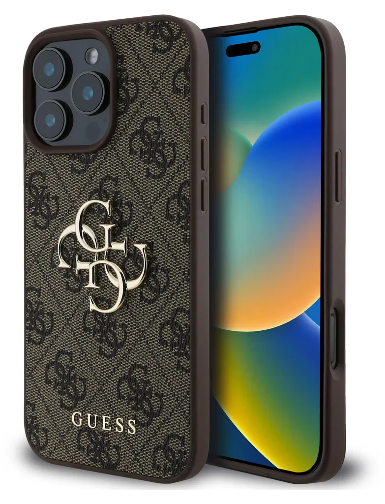 Guess GUHCP16L4GMGBR iPhone 16 Pro Custodia 4G Big Logo Marrone
