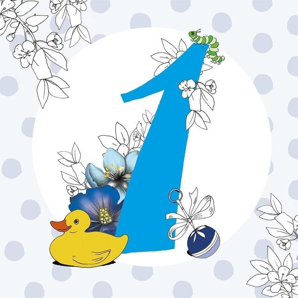 Swarovski Grußkarte Junge 1. Geburtstag Handmade