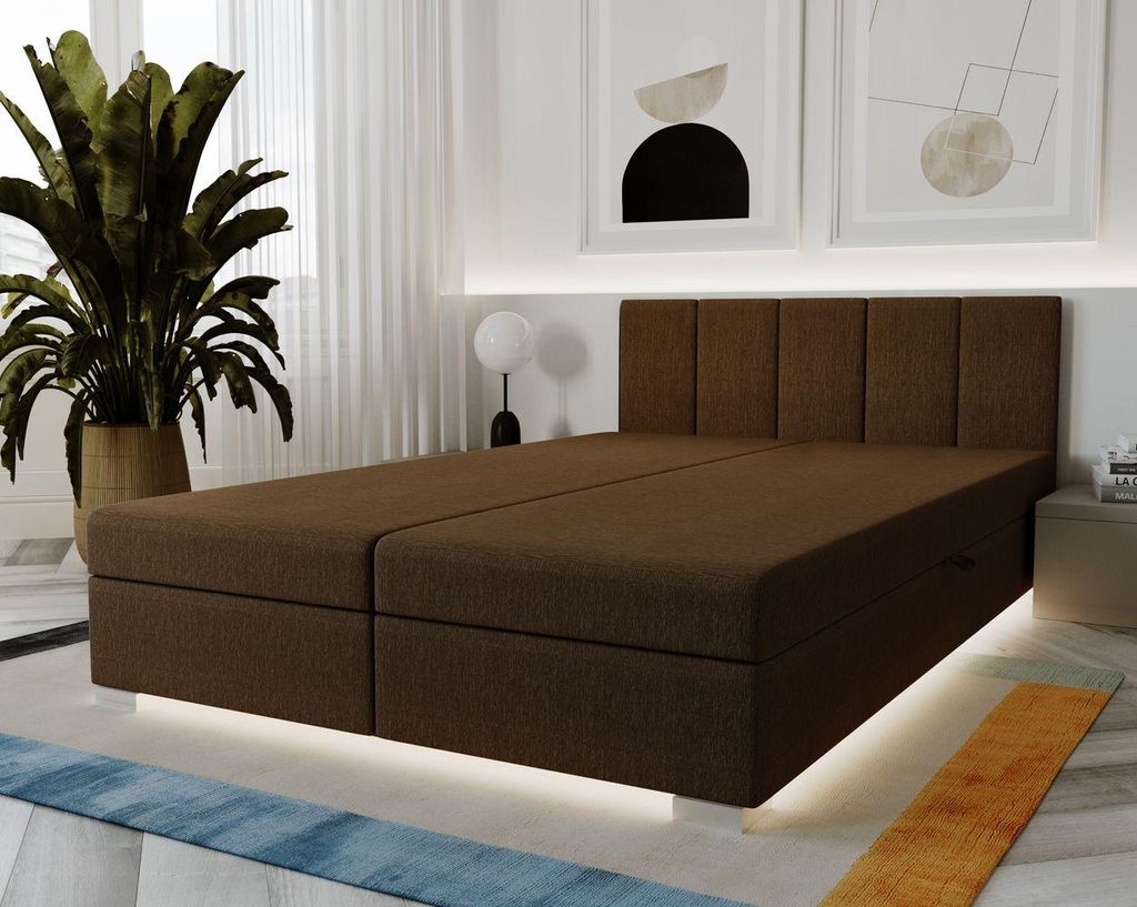 Gepolstertes Doppelbett 180x195 PEGY 2 - dunkelbraun