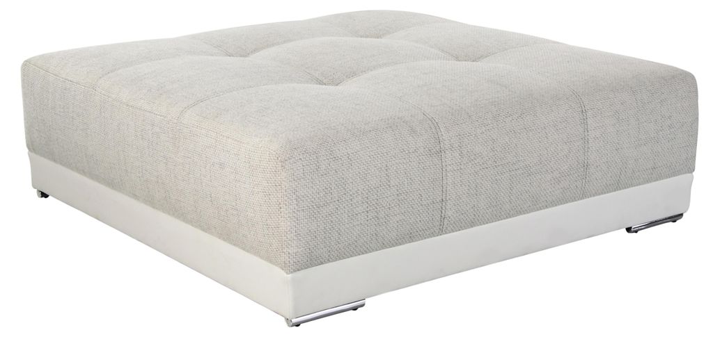 Polsterhocker XXL für Big-Sofa, Federkern Kunstleder Weiß + Webstoff Grau Beige / 15138