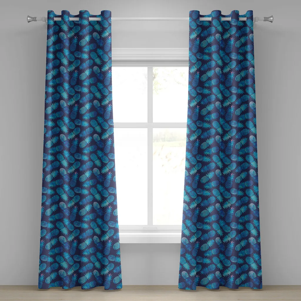 Paire de rideaux décoratifs 2 panneaux motif fruits exotiques 280 cm