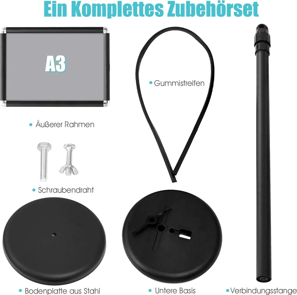 Présentoir de Menu A3 Noir pour Restaurant - Support Publicitaire Réglable - 2