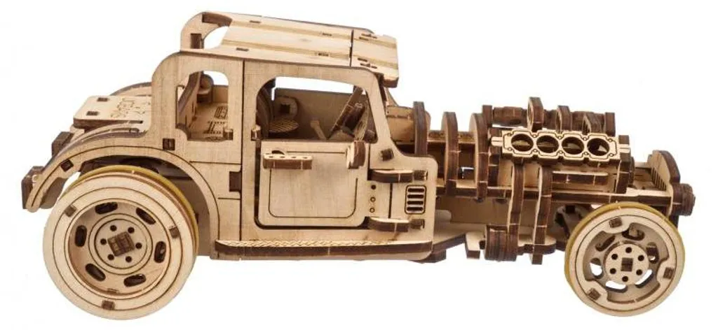 Puzzle 3D Hot Rod Furious Mouse Ugears en bois de 207 pièces