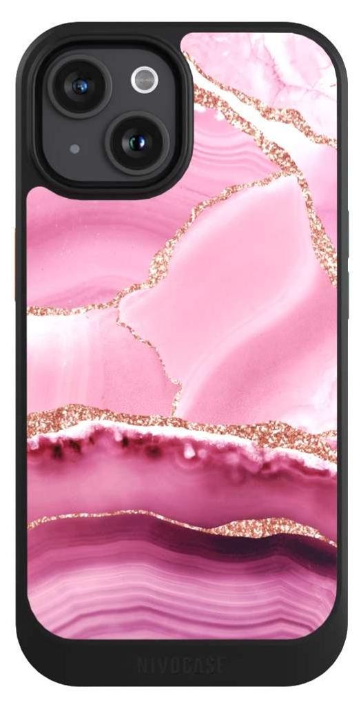 NIVOCASE Hülle für Apple iPhone 15 Handyhülle NIVOcore Case Schwarz Glitzer Look Marmor Meerjungfrau