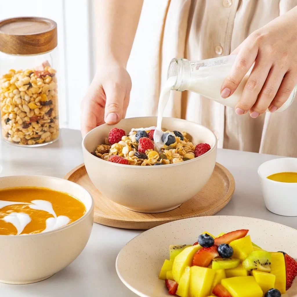Set Di 4 Piatti Portasnack Con Scomparti – Piatti Per Frutta, Noci E Dolci, Beige E Viola, Riutilizzabili, Lavabili In Lavastoviglie E Microonde - 2
