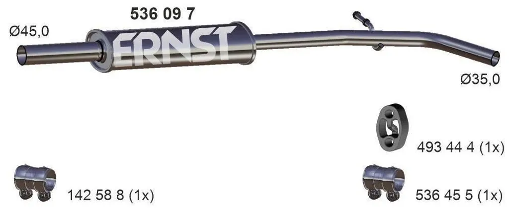 Silencieux ERNST 536097 en acier aluminé pour Dacia Logan et Sandero
