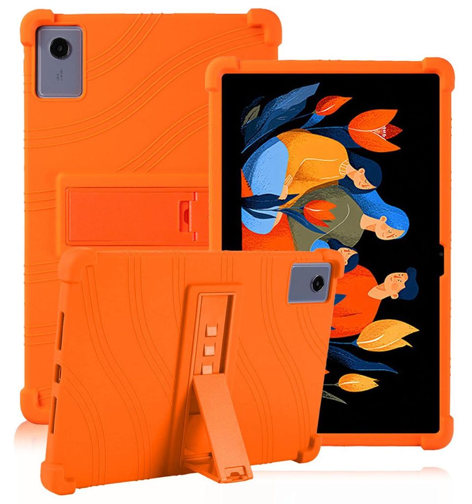 Tablet Hülle für Lenovo Idea Tab Plus/Tab K12/Xiaoxin Pad 12,1 2025, Stoßfeste Weiches Silikon Schutzhülle mit Standfunktion Orange