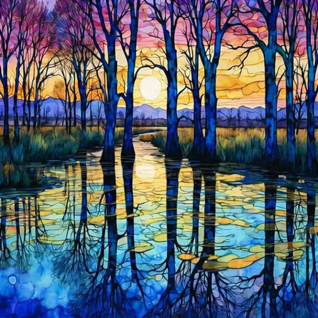 NORIMPEX Kleine Diamantglocken am See 30x40cm