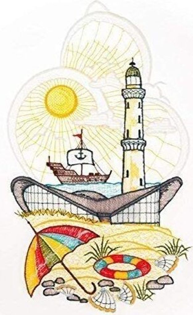 Fensterbild "Urlaubsidylle" farbig, 18 x 31 cm, Original Produktbild 