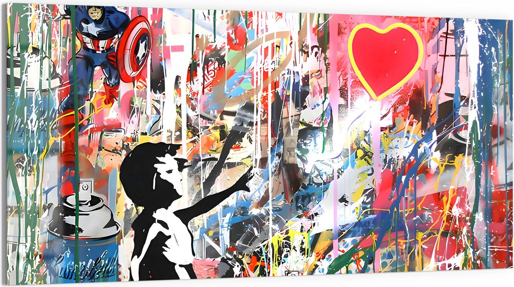 DEQORI Glasbild Acryl 100x50 cm 'Kreativer Farbsprung' Wandbild Bild modern Deko