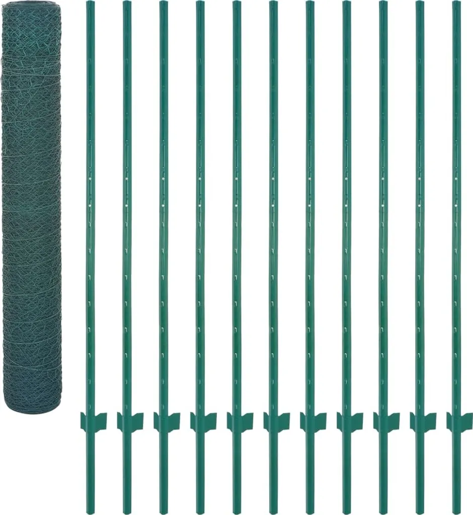 Clôture grillagée anti-intrusion 25x2m verte vidaXL avec poteaux