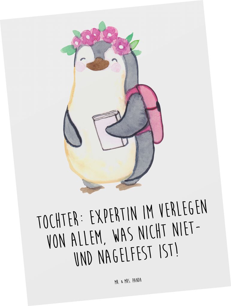 Mr. & Mrs. Panda Postkarte Tochter Expertin - Weiß - Produktbild 