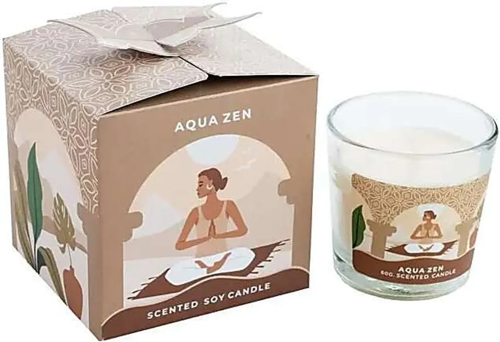 Bougie de yoga Aqua Zen pour méditation - Pack de 4 en cire de soja