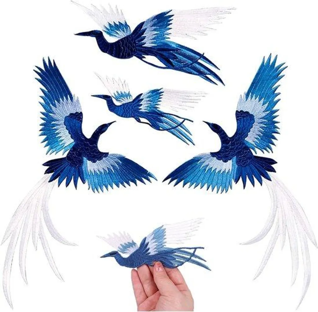 Customiser vos vêtements avec 4 écussons oiseaux thermocollants brodés