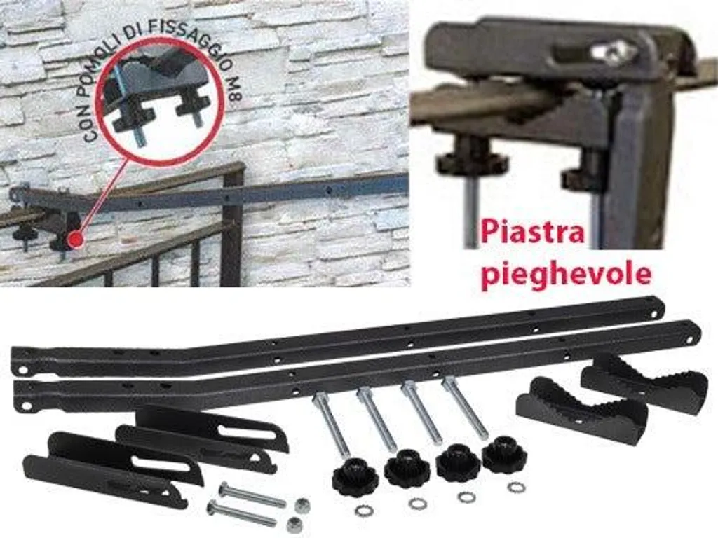 Séchoir à linge balcon en acier avec bras réglables et kit fixation inclus