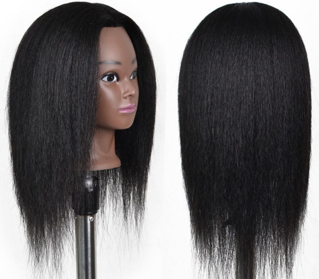SC Friseur-Übungskopf Aus 100% Echthaar – 40 Cm, Mit Tischklemme, Für Frisuren- & Farbübungen