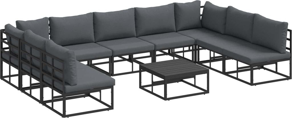 Möbel Gartensofa-set mit Kissen 10er Set,multifunktional& Moderne - Schwarz Aluminium - Gartenmöbelset CLORIS1336310