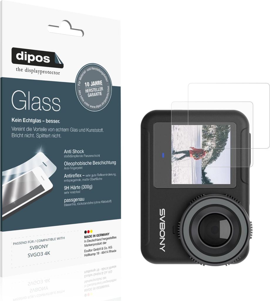2x Schutzfolie für SVBONY SVGO3 4K matt - Anti-Shock 9H Folie dipos Glass Kunststoffglas