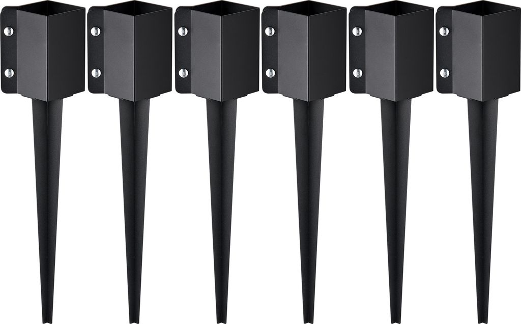 VEVOR Erdspieß für Zaunpfosten, 6er-Pack, 113 x 113 x 610 mm Außendurchmesser (Innendurchmesser 8,9 x 8,9 cm), Metall, schwarz pulverbeschichtet...