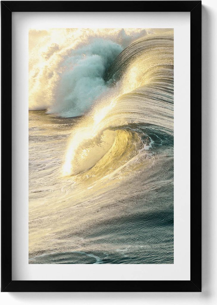 Meereswellen im Sonnenlicht– Wandbild mit Rahmen – Gerahmtes Bild – Wanddekoration – 40x60 cm – Schwarz