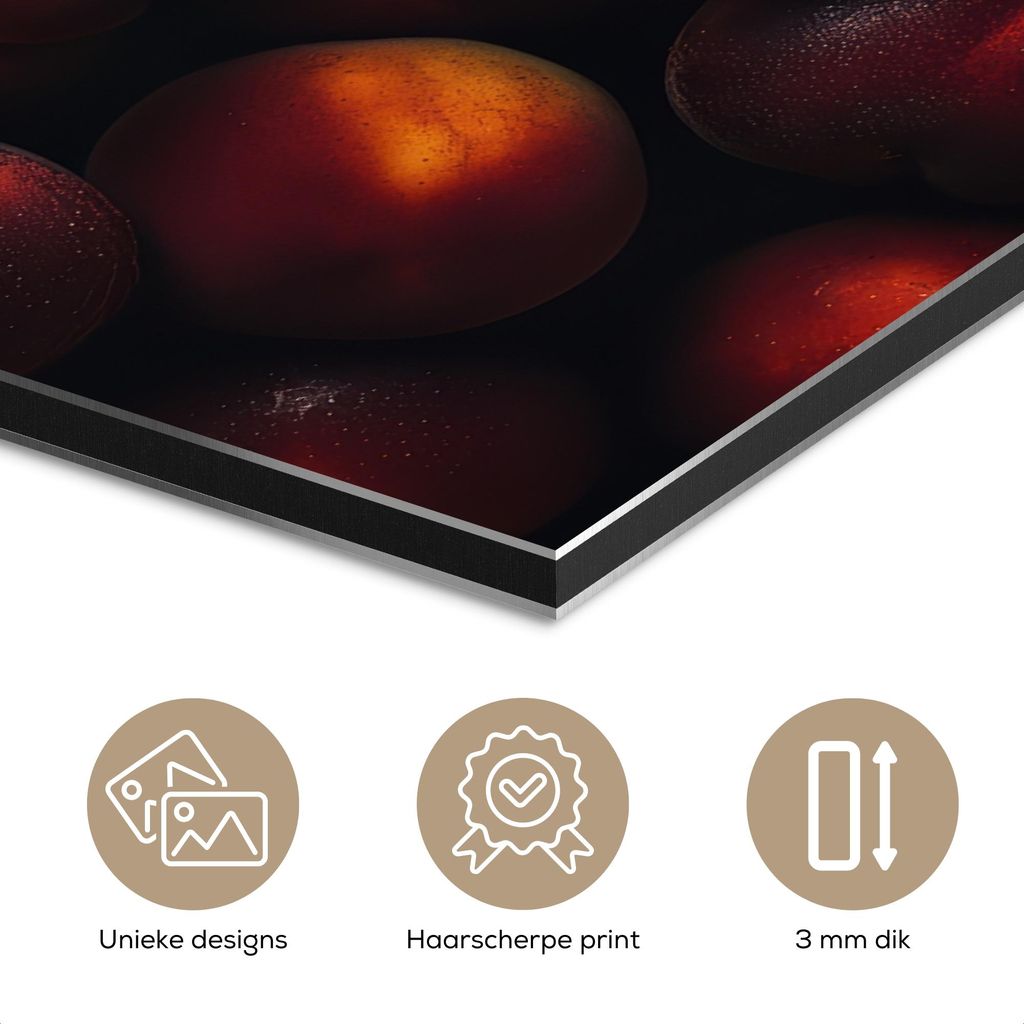MuchoWow Wanddekoration Metall Metallbild Wandkunst 60x40 cm Obst - Nahaufnahme - Nektarinen MuchoWow Aluminium Gemälde - Gemälder