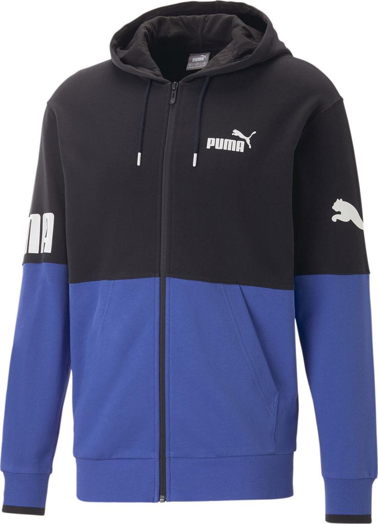 PUMA POWER Colorblock Full-Zip Hoodie TR Herren Kapuzensweat schwarz-blau NEU XL