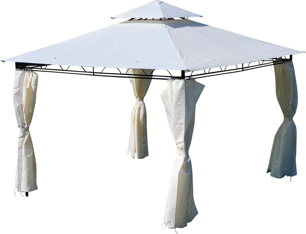 ALEOS. Gartenpavillon Garten Pavillon 3x3 Meter, Dach 100% WASSERDICHT UV30+ 9m² quadratisch mit 4 Vorhängen