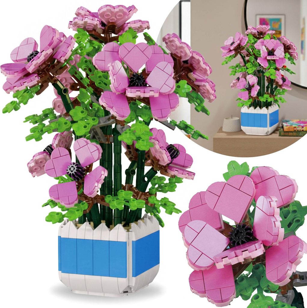 Bausteine Actiniaria, KOMPATIBEL MIT LEGO, BLUMEN im Topf, DIY-SET, 1112 Teile 6+